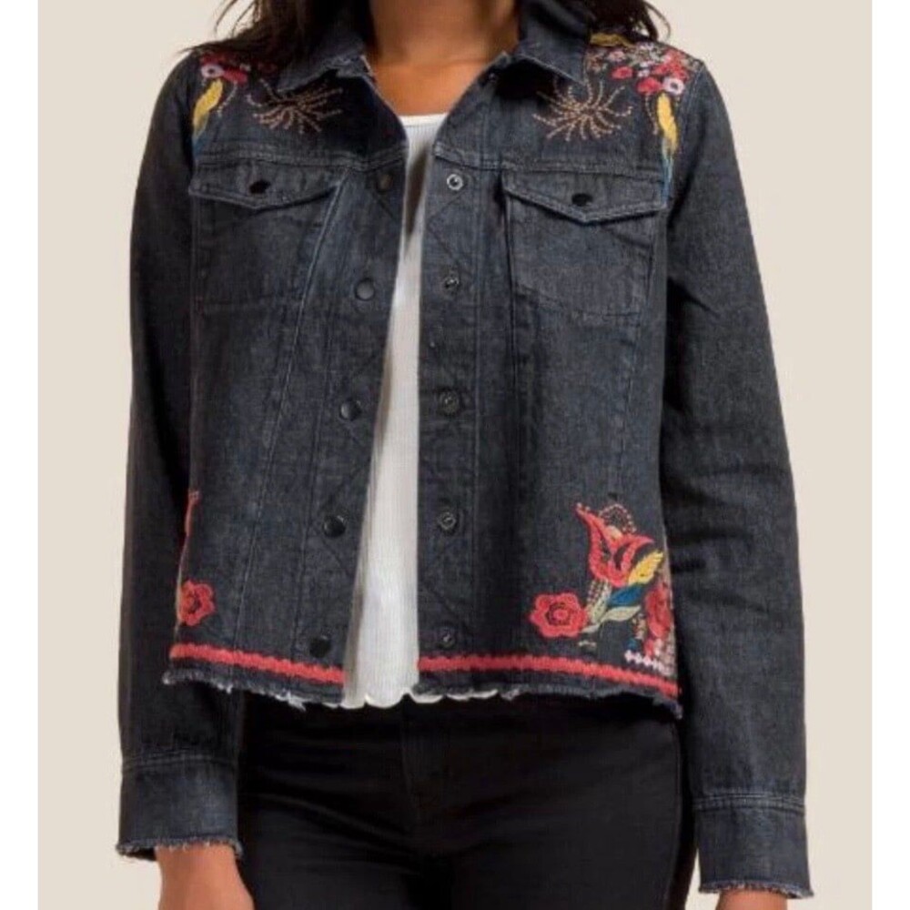 NWT FRANCESCAS Black Kylie denim jean
JACKET boho floral embroidery
